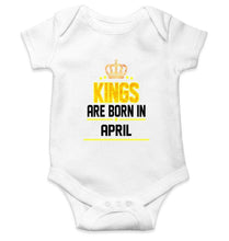 Load image into Gallery viewer, Kings are born in April Rompers for Baby Boy- FunkyTradition FunkyTradition