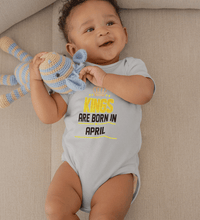 Load image into Gallery viewer, Kings are born in April Rompers for Baby Boy- FunkyTradition FunkyTradition