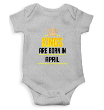 Load image into Gallery viewer, Kings are born in April Rompers for Baby Boy- FunkyTradition FunkyTradition