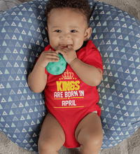 Load image into Gallery viewer, Kings are born in April Rompers for Baby Boy- FunkyTradition FunkyTradition