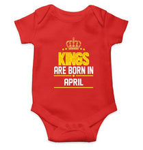 Load image into Gallery viewer, Kings are born in April Rompers for Baby Boy- FunkyTradition FunkyTradition