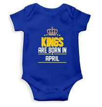 Load image into Gallery viewer, Kings are born in April Rompers for Baby Boy- FunkyTradition FunkyTradition