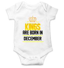 Load image into Gallery viewer, Kings are born in December Rompers for Baby Boy- FunkyTradition FunkyTradition