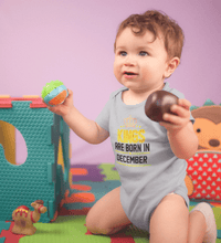 Load image into Gallery viewer, Kings are born in December Rompers for Baby Boy- FunkyTradition FunkyTradition