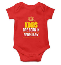 Load image into Gallery viewer, Kings are born in February Rompers for Baby Boy- FunkyTradition FunkyTradition