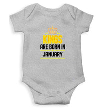 Load image into Gallery viewer, Kings are born in January Rompers for Baby Boy - FunkyTradition FunkyTradition