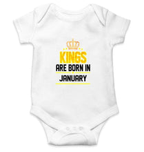 Load image into Gallery viewer, Kings are born in January Rompers for Baby Boy - FunkyTradition FunkyTradition