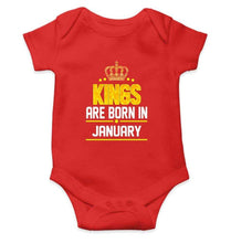 Load image into Gallery viewer, Kings are born in January Rompers for Baby Boy- FunkyTradition FunkyTradition