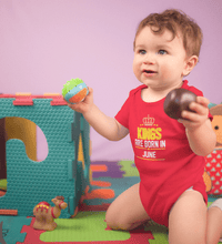 Load image into Gallery viewer, Kings are born in June Rompers for Baby Boy- FunkyTradition FunkyTradition