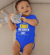 Load image into Gallery viewer, Kings are born in May Rompers for Baby Boy- FunkyTradition FunkyTradition