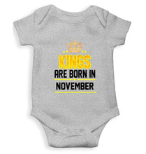 Load image into Gallery viewer, Kings are born in November Rompers for Baby Boy- FunkyTradition FunkyTradition