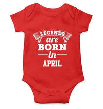 Load image into Gallery viewer, Legends are born in April Rompers for Baby Boy- FunkyTradition FunkyTradition
