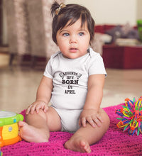 Load image into Gallery viewer, Legends are Born in April Rompers for Baby Girl- FunkyTradition FunkyTradition