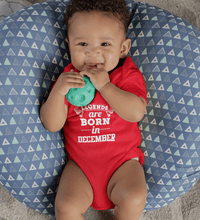 Load image into Gallery viewer, Legends are born in December Rompers for Baby Boy- FunkyTradition FunkyTradition