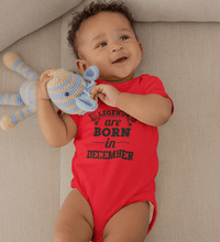Load image into Gallery viewer, Legends are born in December Rompers for Baby Boy- FunkyTradition FunkyTradition