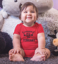 Load image into Gallery viewer, Legends are Born in February Rompers for Baby Girl- FunkyTradition FunkyTradition