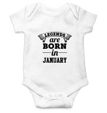 Load image into Gallery viewer, Legends are born in January Rompers for Baby Boy- FunkyTradition FunkyTradition