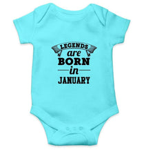 Load image into Gallery viewer, Legends are born in January Rompers for Baby Boy- FunkyTradition FunkyTradition
