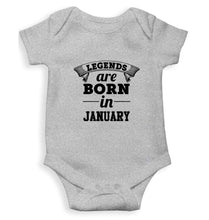 Load image into Gallery viewer, Legends are born in January Rompers for Baby Boy- FunkyTradition FunkyTradition