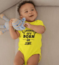 Load image into Gallery viewer, Legends are born in June Rompers for Baby Boy- FunkyTradition FunkyTradition