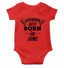 Load image into Gallery viewer, Legends are born in June Rompers for Baby Boy- FunkyTradition FunkyTradition