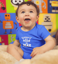 Load image into Gallery viewer, Legends are born in May Rompers for Baby Boy- FunkyTradition FunkyTradition