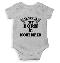 Load image into Gallery viewer, Legends are born in November Rompers for Baby Boy- FunkyTradition FunkyTradition