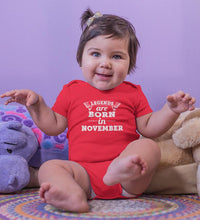 Load image into Gallery viewer, Legends are Born in November Rompers for Baby Girl- FunkyTradition FunkyTradition