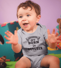 Load image into Gallery viewer, Legends are born in October Rompers for Baby Boy- FunkyTradition FunkyTradition