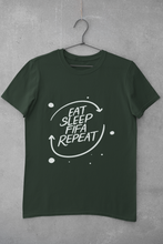 Load image into Gallery viewer, Eat Sleep Repeat Women Half Sleeves T-shirt- KidsFashionVilla