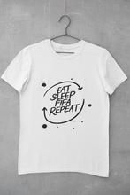 Load image into Gallery viewer, Eat Sleep Repeat Women Half Sleeves T-shirt- KidsFashionVilla