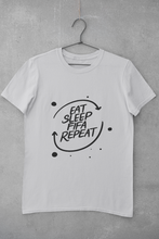 Load image into Gallery viewer, Eat Sleep Repeat Women Half Sleeves T-shirt- KidsFashionVilla