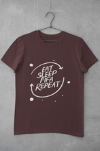 Load image into Gallery viewer, Eat Sleep Repeat Women Half Sleeves T-shirt- KidsFashionVilla
