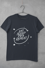 Load image into Gallery viewer, Eat Sleep Repeat Women Half Sleeves T-shirt- KidsFashionVilla