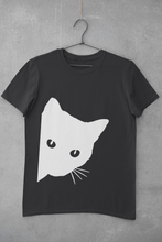 Load image into Gallery viewer, Peeking Cat Women Half Sleeves T-shirt- KidsFashionVilla
