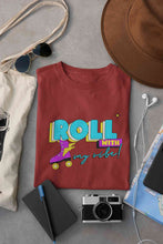 Load image into Gallery viewer, Roll With My Vibe Retro 90s Nostalgia Theme Women Half Sleeves T-shirt- KidsFashionVilla