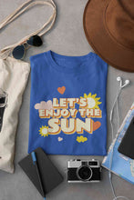 Load image into Gallery viewer, Lets Enjoy The Sun Quote Women Half Sleeves T-shirt- KidsFashionVilla