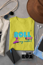Load image into Gallery viewer, Roll With My Vibe Retro 90s Nostalgia Theme Women Half Sleeves T-shirt- KidsFashionVilla