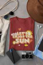 Load image into Gallery viewer, Lets Enjoy The Sun Quote Women Half Sleeves T-shirt- KidsFashionVilla