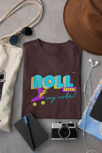 Load image into Gallery viewer, Roll With My Vibe Retro 90s Nostalgia Theme Women Half Sleeves T-shirt- KidsFashionVilla