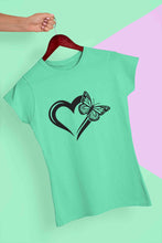 Load image into Gallery viewer, Heart Butterfly Vector Women Half Sleeves T-shirt- KidsFashionVilla