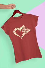 Load image into Gallery viewer, Heart Butterfly Vector Women Half Sleeves T-shirt- KidsFashionVilla
