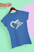 Load image into Gallery viewer, Heart Butterfly Vector Women Half Sleeves T-shirt- KidsFashionVilla
