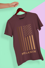 Load image into Gallery viewer, Melanin USA Flag Women Half Sleeves T-shirt- KidsFashionVilla