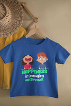 Load image into Gallery viewer, Happiness Is Annoying My Brother Raksha Bandhan Half Sleeves T-Shirt For Girls -KidsFashionVilla