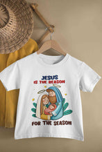 Load image into Gallery viewer, Jesus Is The Reason For The Season Christmas Half Sleeves T-Shirt For Girls -KidsFashionVilla