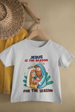 Load image into Gallery viewer, Jesus Is The Reason For The Season Christmas Half Sleeves T-Shirt For Girls -KidsFashionVilla