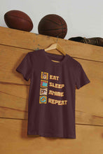 Load image into Gallery viewer, Eat Sleep Anime Repeat Mens Half Sleeves T-shirt- KidsFashionVilla