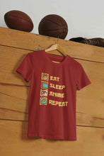 Load image into Gallery viewer, Eat Sleep Anime Repeat Mens Half Sleeves T-shirt- KidsFashionVilla