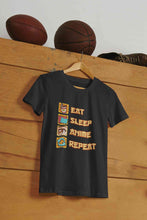 Load image into Gallery viewer, Eat Sleep Anime Repeat Mens Half Sleeves T-shirt- KidsFashionVilla